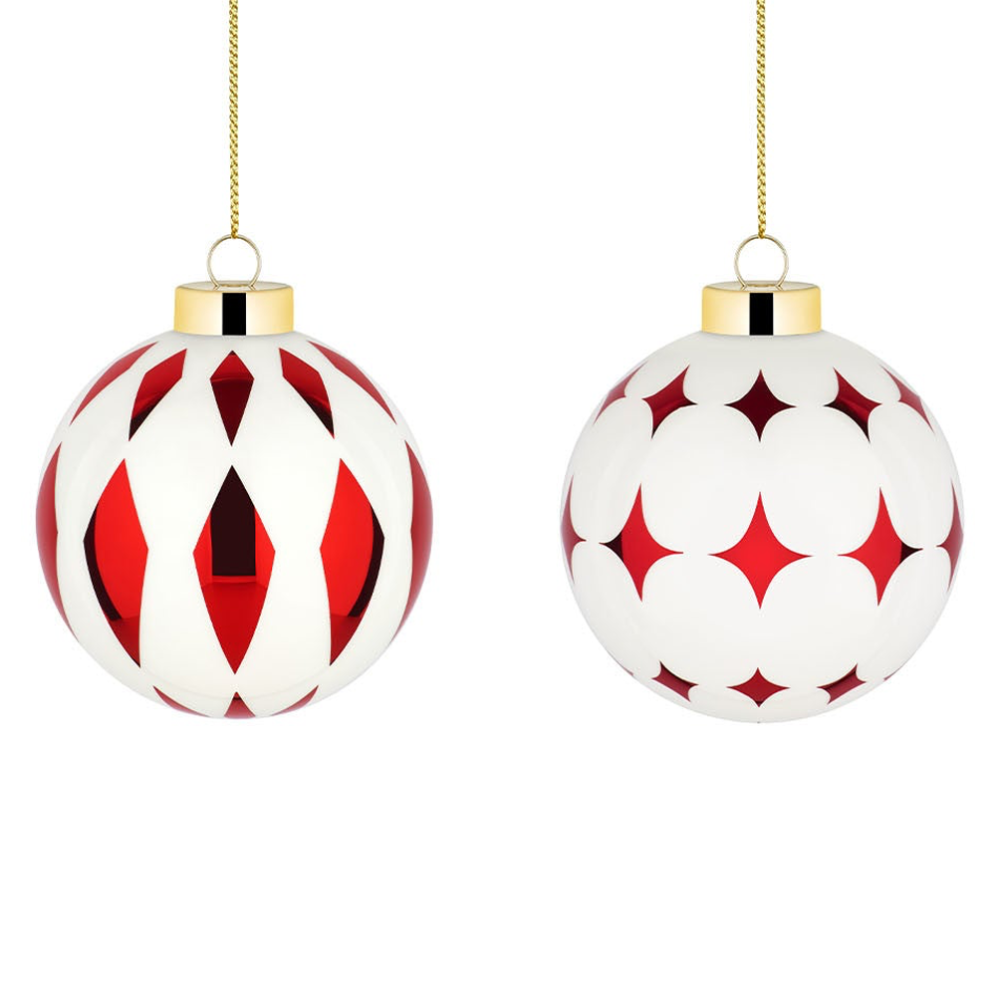 Alessi kerstbal - Delight - Rood - Set van 2