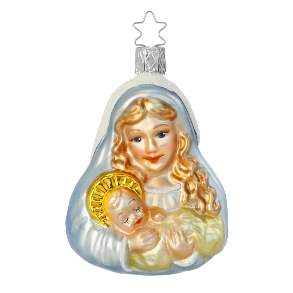 Inge Glas kerstornament - Maria & Jezus