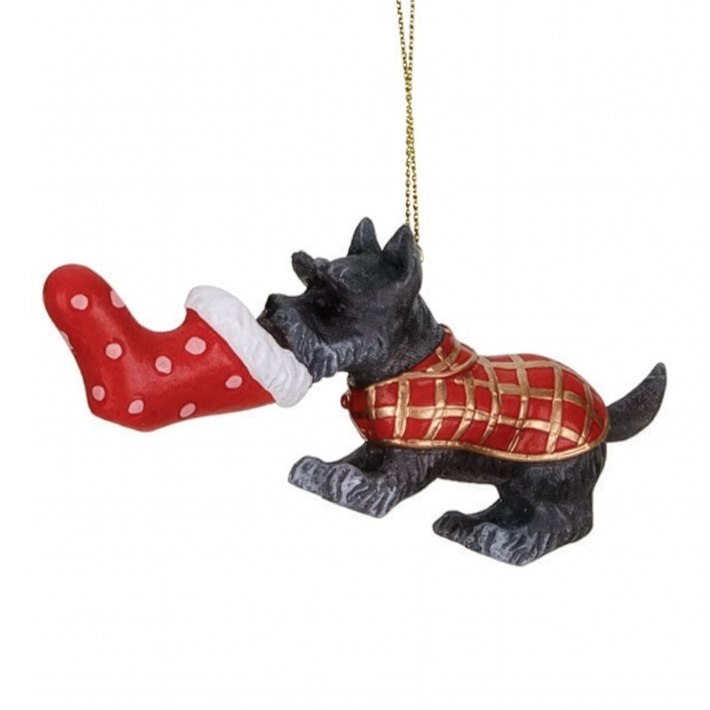 Goodwill kerstornament - Schotse terriër - Met kerstsok