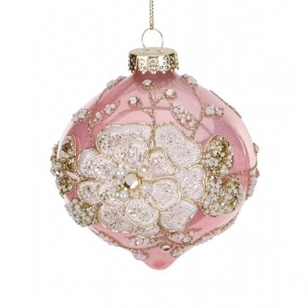 Goodwill kerstbal - Met bloem - 10cm