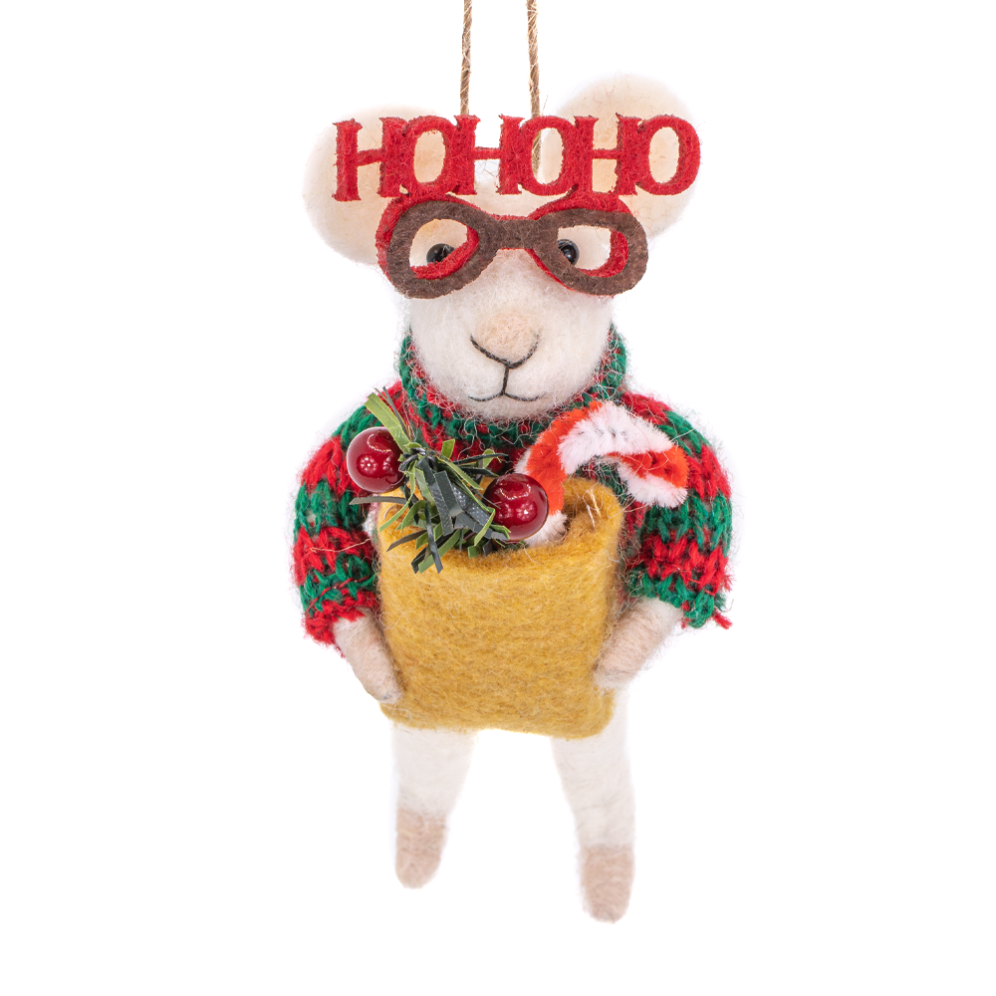 Sass & Belle kerstornament - Muis - Ho Ho Ho