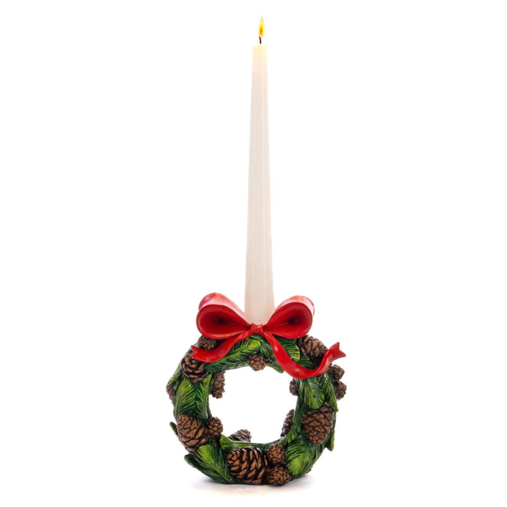 Goodwill kandelaar - Kerstkrans met dennenappels