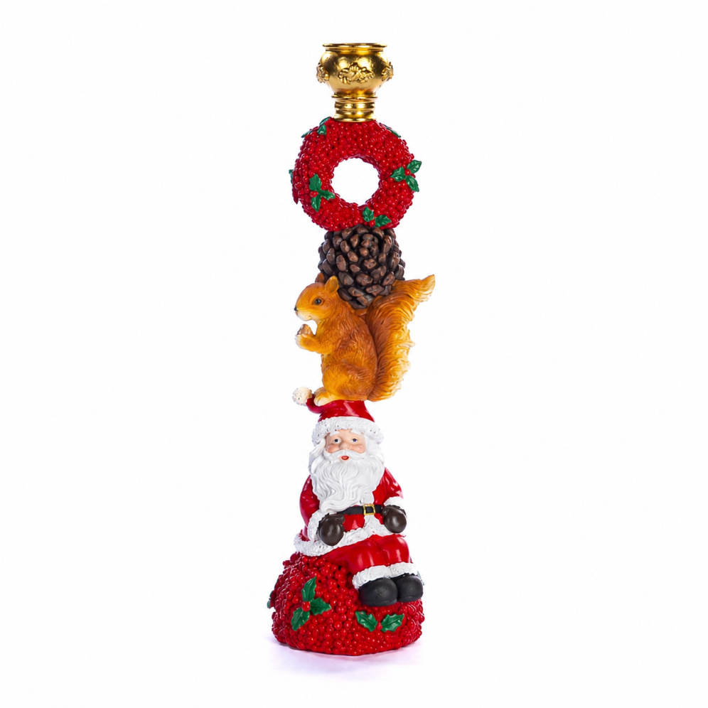 Goodwill kandelaar - Kerstman met eekhoorn - 37.5cm
