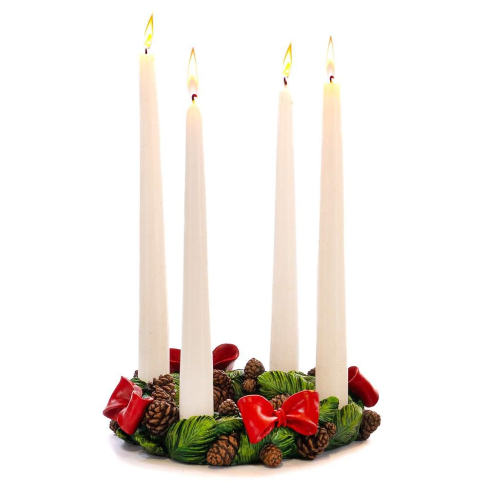Goodwill kandelaar - Adventskrans - Met dennenappels