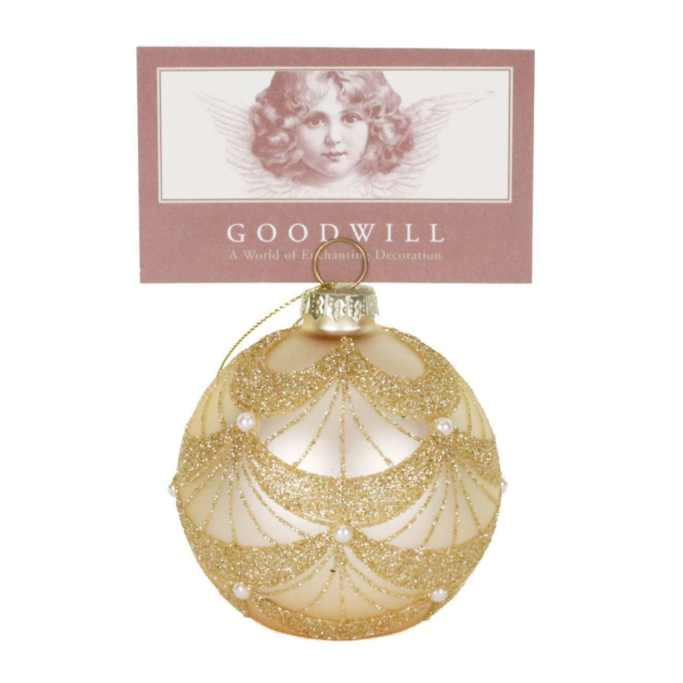 Goodwill naamkaarthouder - Met glitterlijnen en parels - 8cm