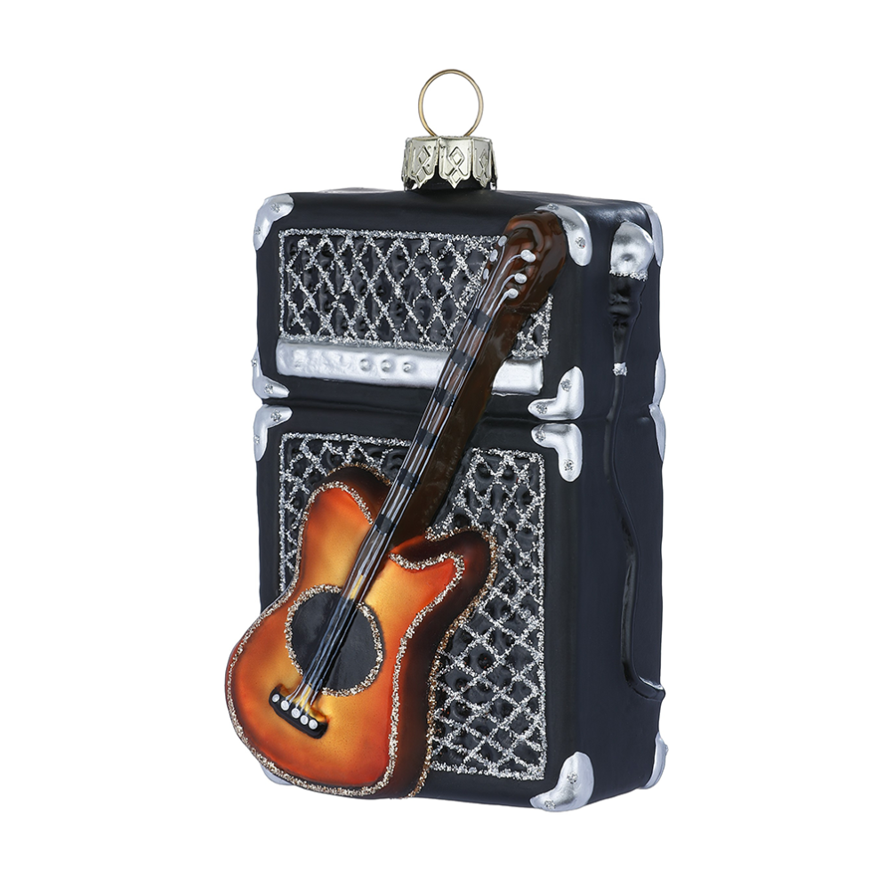Holly & Jolly kerstornament - Elektrisch gitaar met versterker