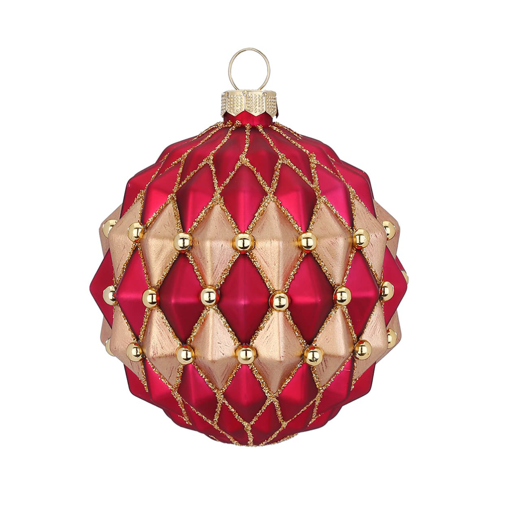 Holly & Jolly kerstbal - Met ruiten - 8cm