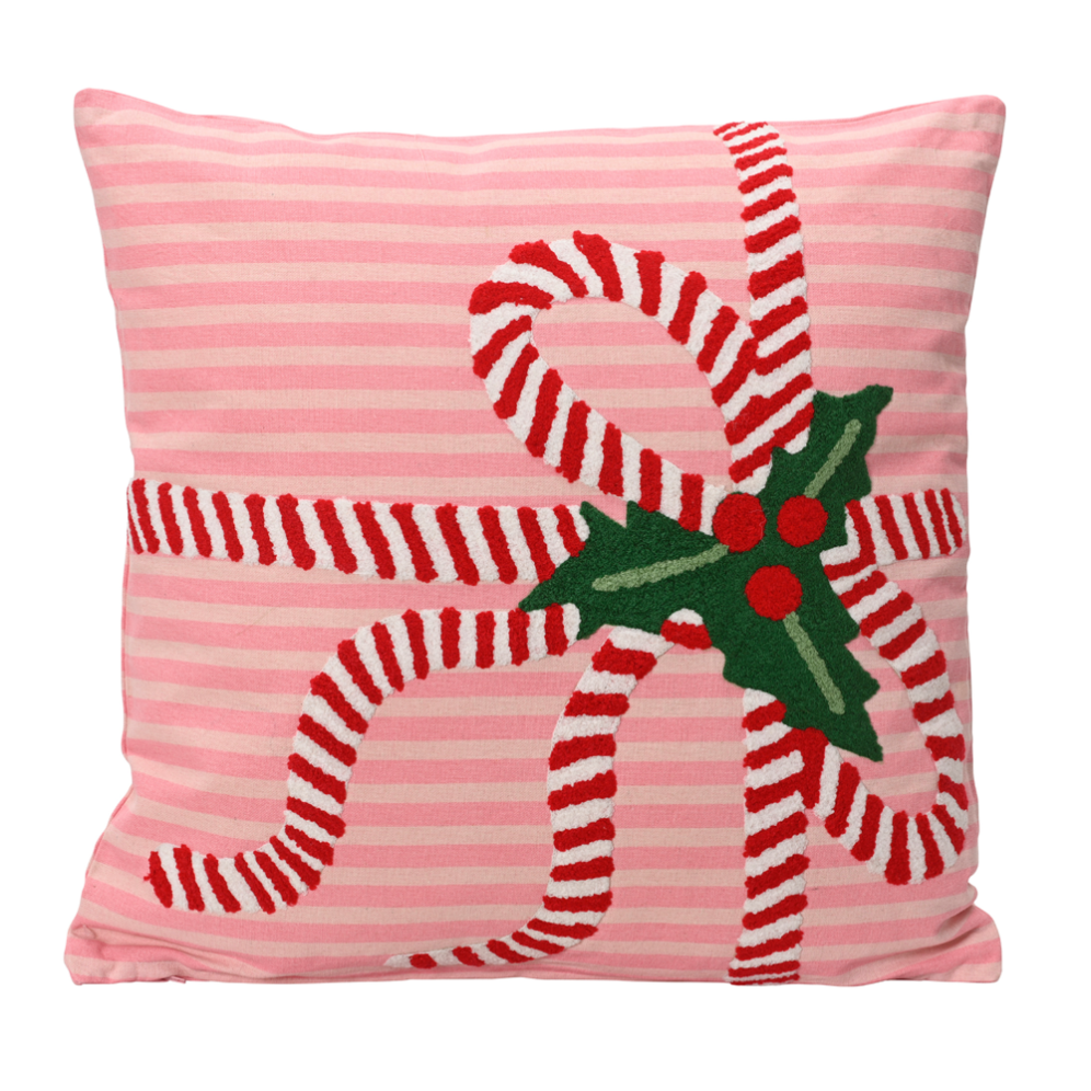Decoris kerstkussen - Met zuurstok en hulst