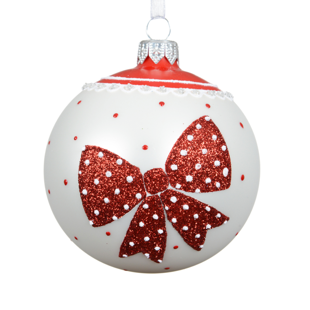 Decoris kerstbal - Met strik - 8cm