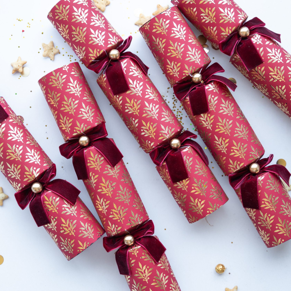 Holly & Ivy Christmas crackers - Opulent Red - Set van 6