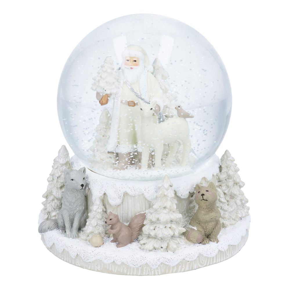 Gisela Graham sneeuwbol - Met kerstman en bosdieren