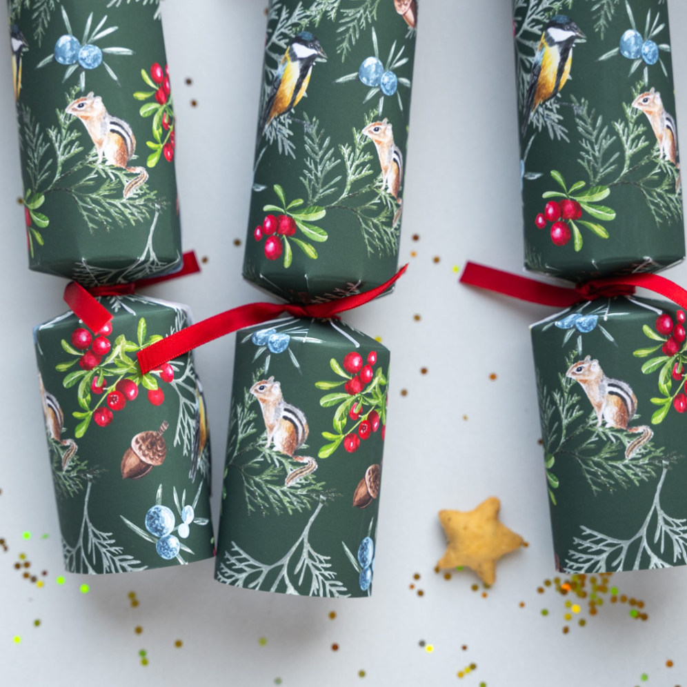 Holly & Ivy Christmas crackers - Forest Scene - Set van 8