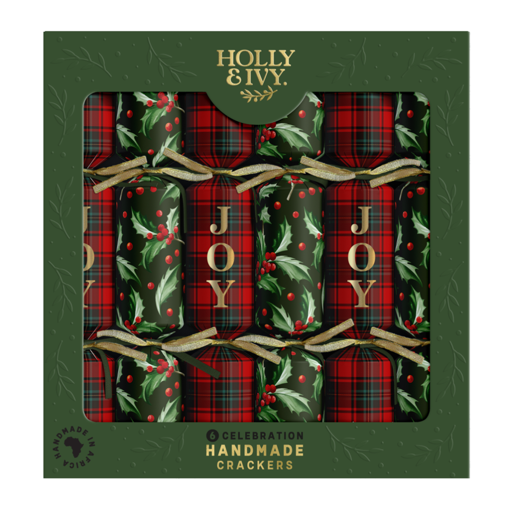 Holly & Ivy Christmas crackers - Tartan & Berries - Set van 6