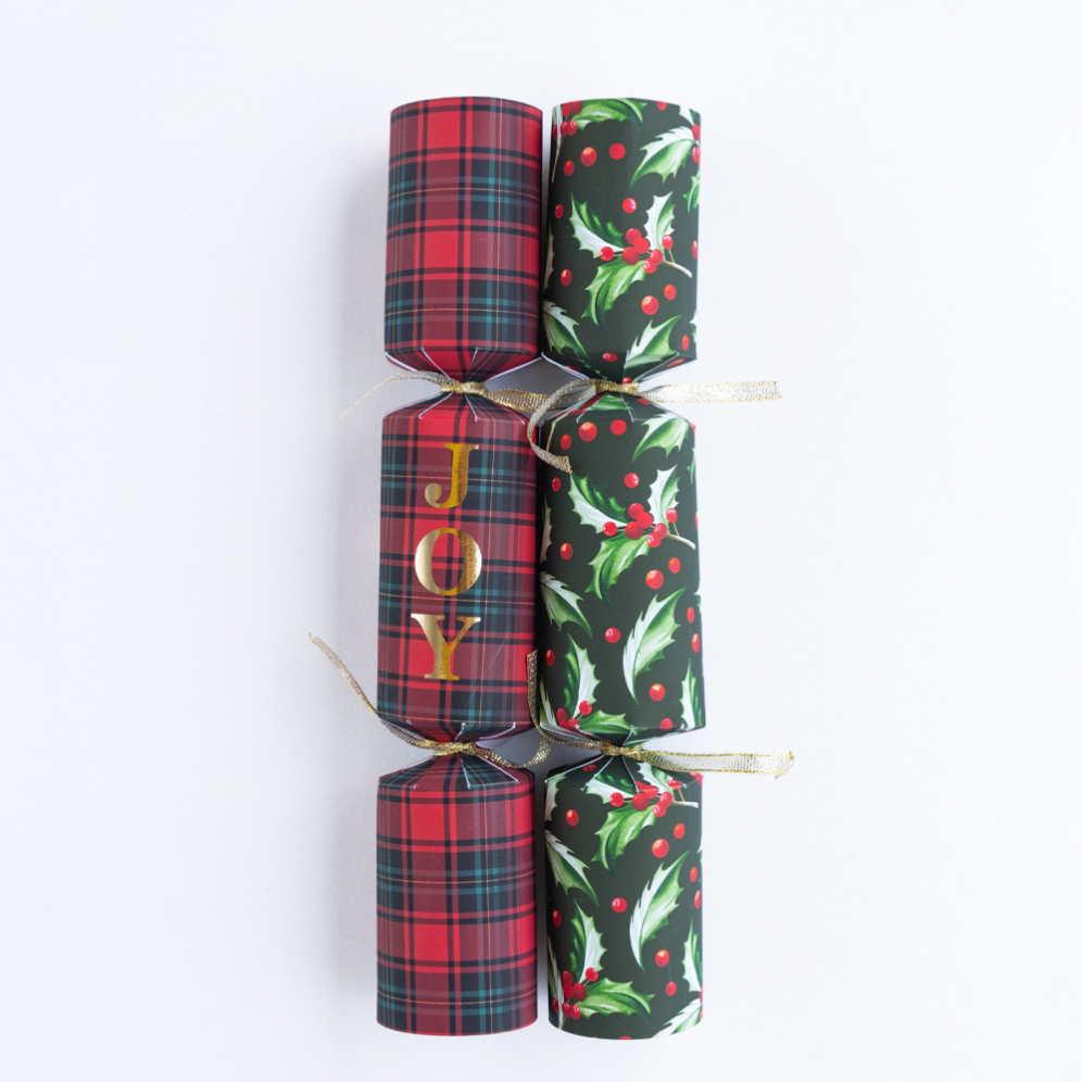 Holly & Ivy Christmas crackers - Tartan & Berries - Set van 6
