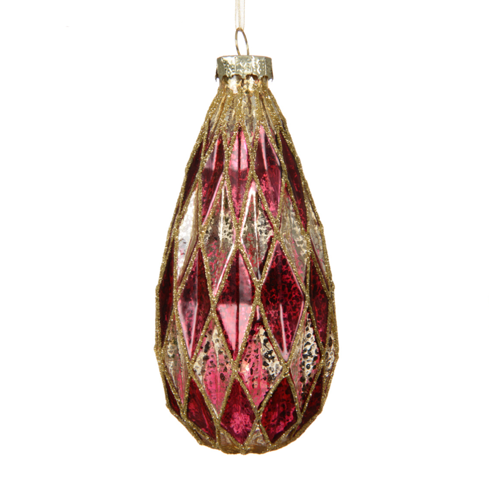 Decoris kerstbal - Met ruiten - 12cm