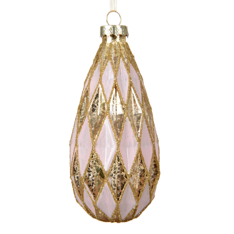 Decoris kerstbal - Met ruiten - 12cm