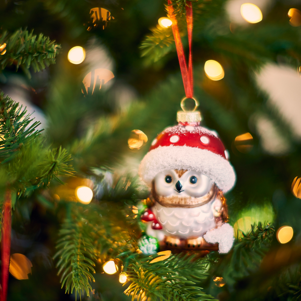 Decoris kerstornament - Uil met paddenstoel