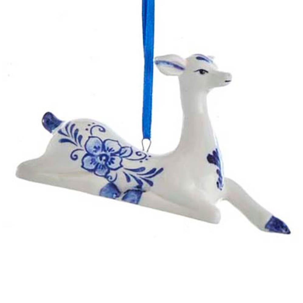 Kurt Adler kerstornament - Hert - Delfts Blauw