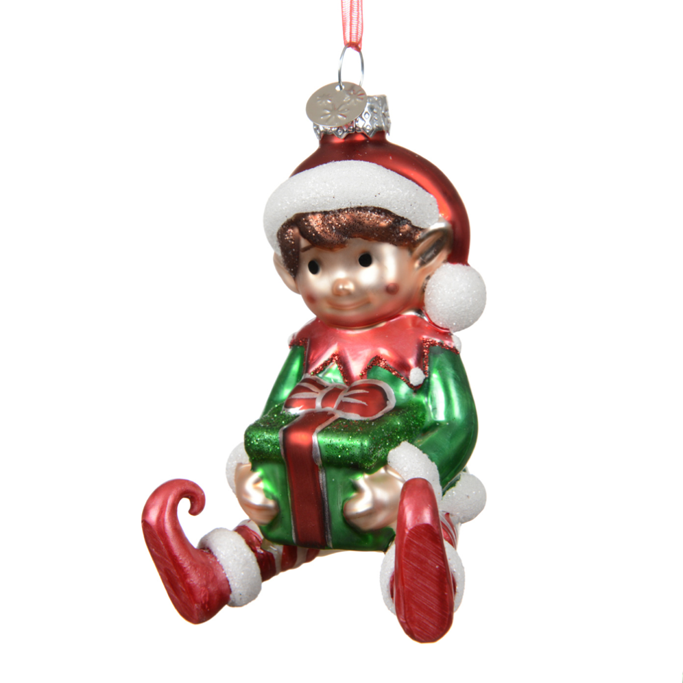 Decoris kerstornament - Elf met cadeau