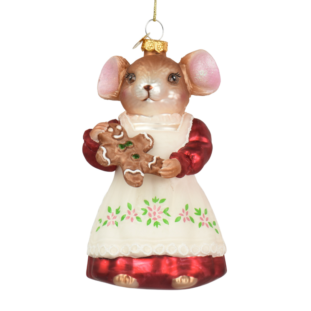 Decoris kerstornament - Muis met gingerbread poppetje
