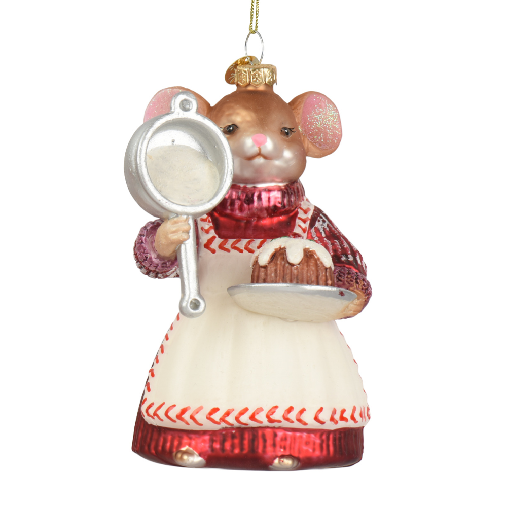 Decoris kerstornament - Muis met cake