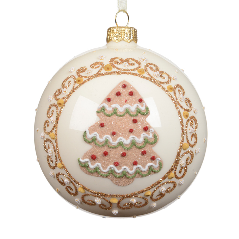 Decoris kerstbal - Met gingerbread kerstboom - 10cm