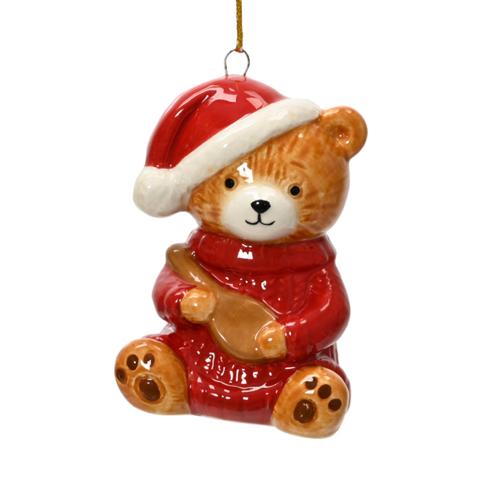 Decoris kerstornament - Beer met kerstmuts