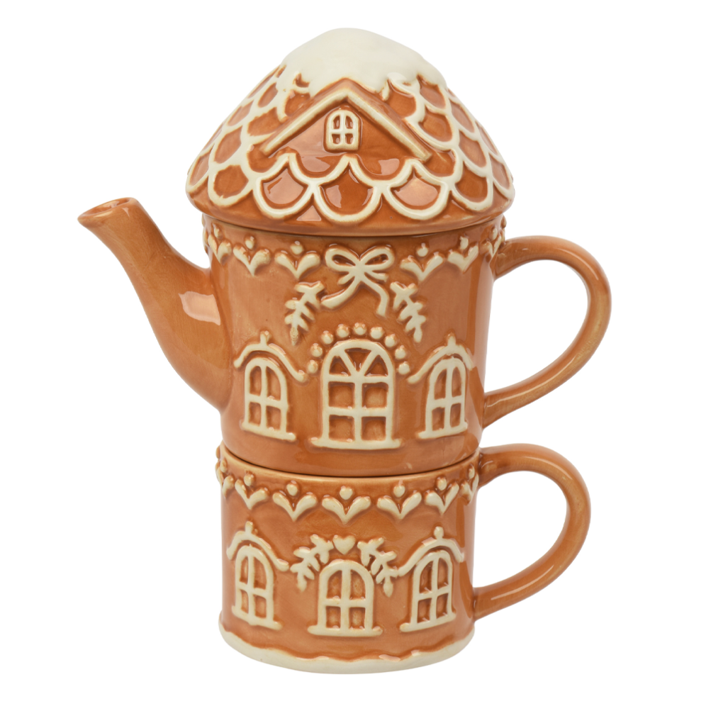 Decoris theepot - Met kerstmok - Gingerbread