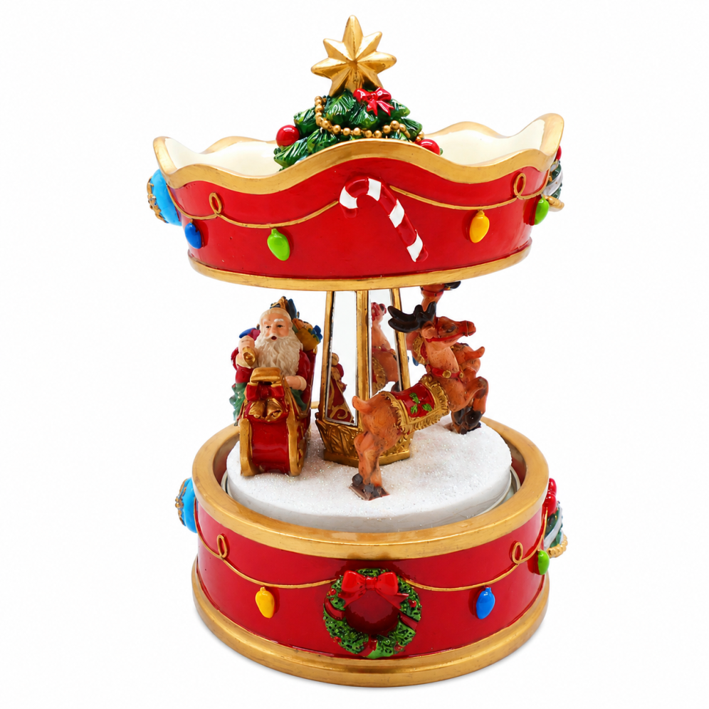 Muziekdoos - Met kerstman in arrenslee