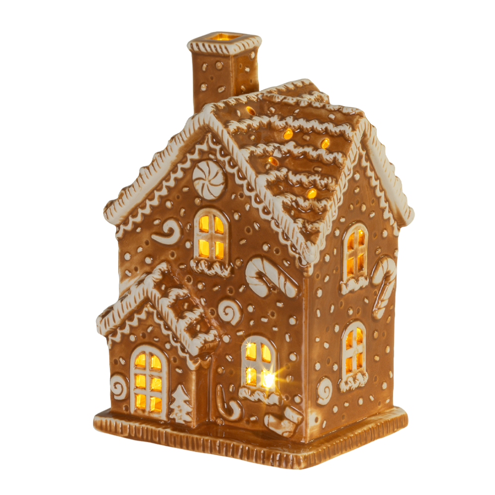 Lumineo kerstbeeld - Gingerbread huis - Met LED