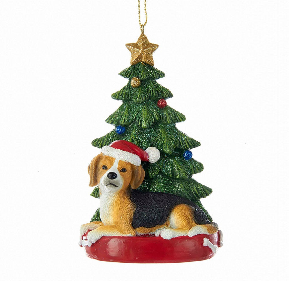 Kurt Adler kerstornament - Beagle met kerstboom