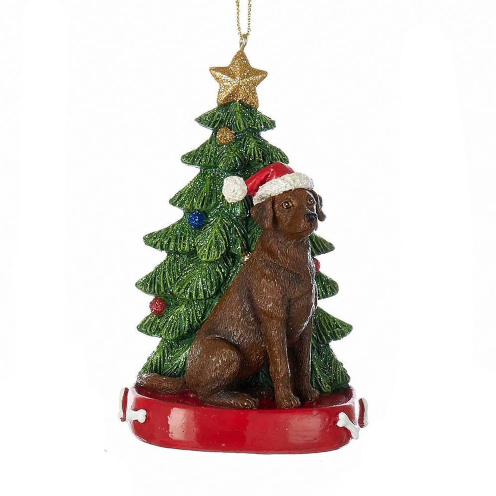 Kurt Adler kerstornament - Labrador met kerstboom