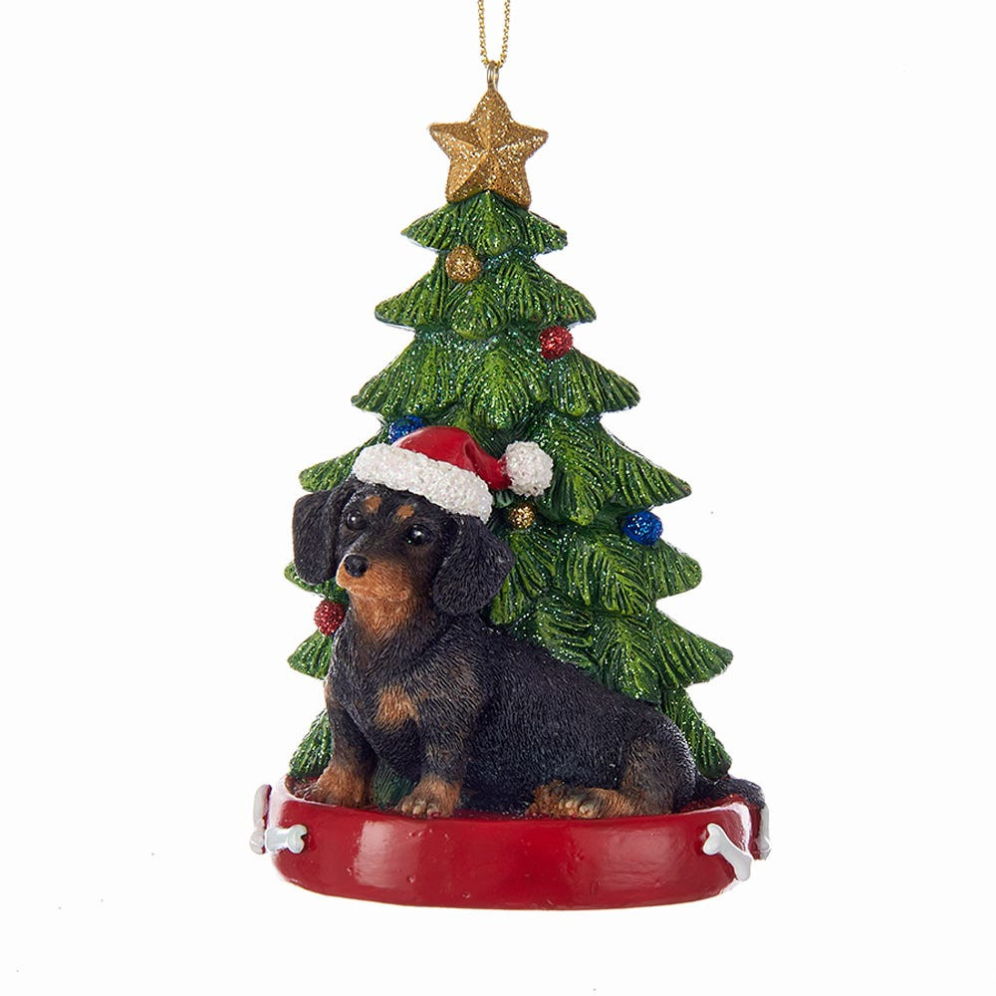 Kurt Adler kerstornament - Teckel met kerstboom