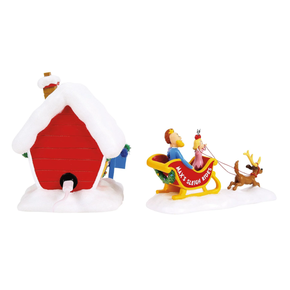The Grinch Village kerstbeeld - Max's sleigh rides set