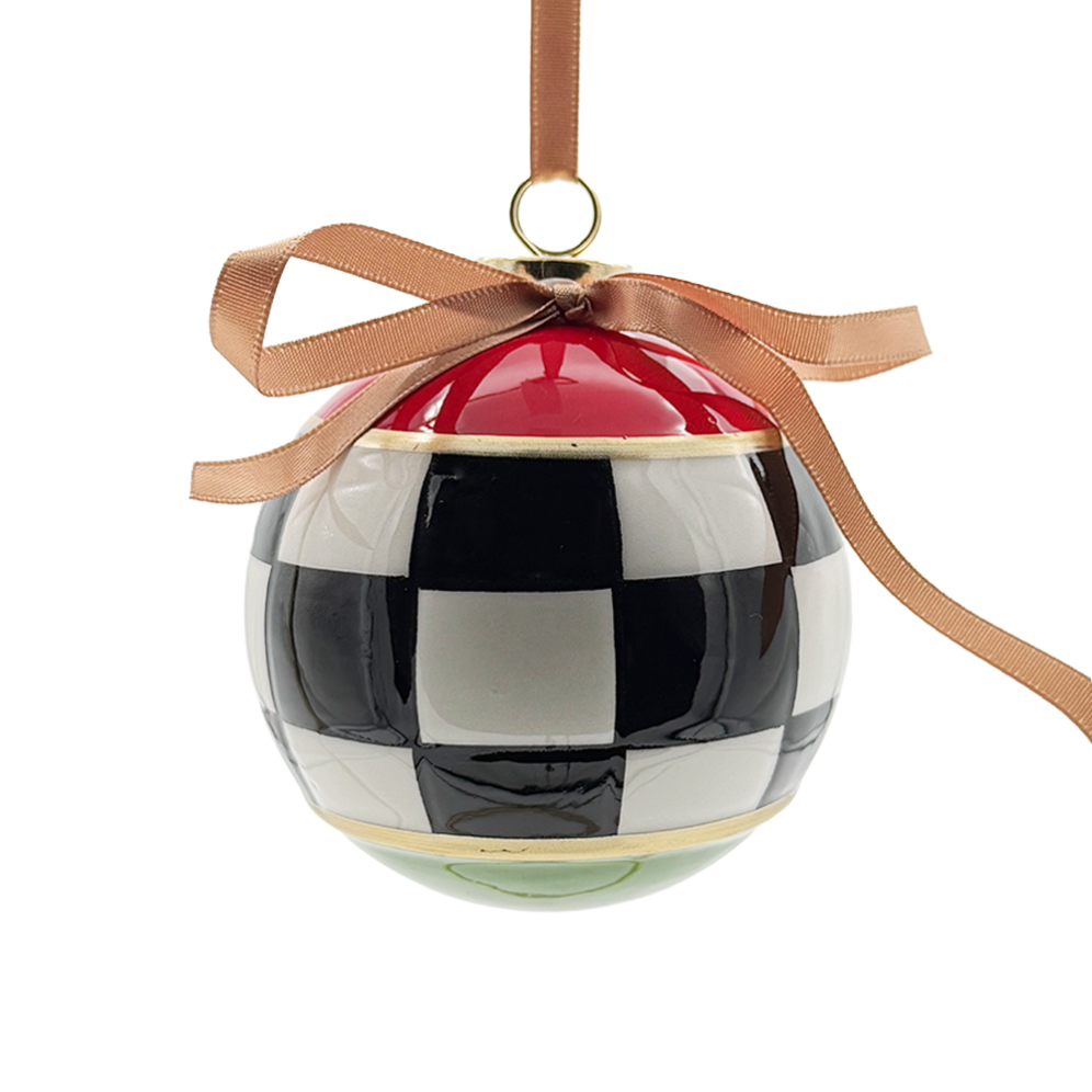 EDG kerstbal - Met ruitpatroon - 8cm