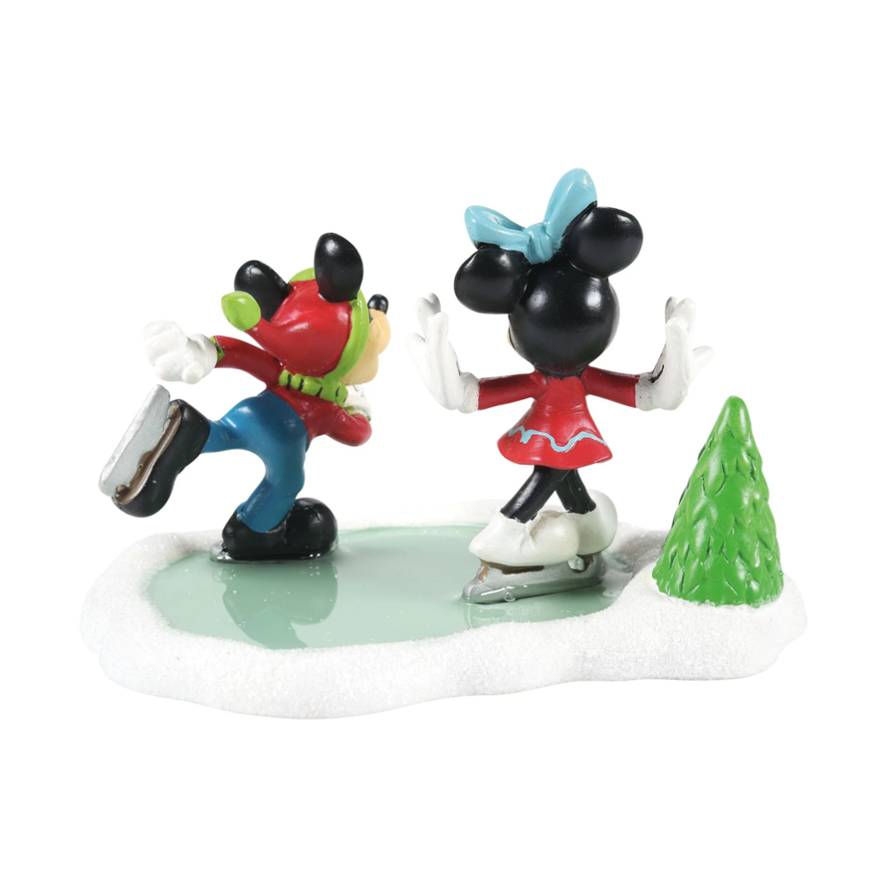 Disney Village kerstdorp figuur - Mickey en Minnie Mouse - Mickey & Minnie skating
