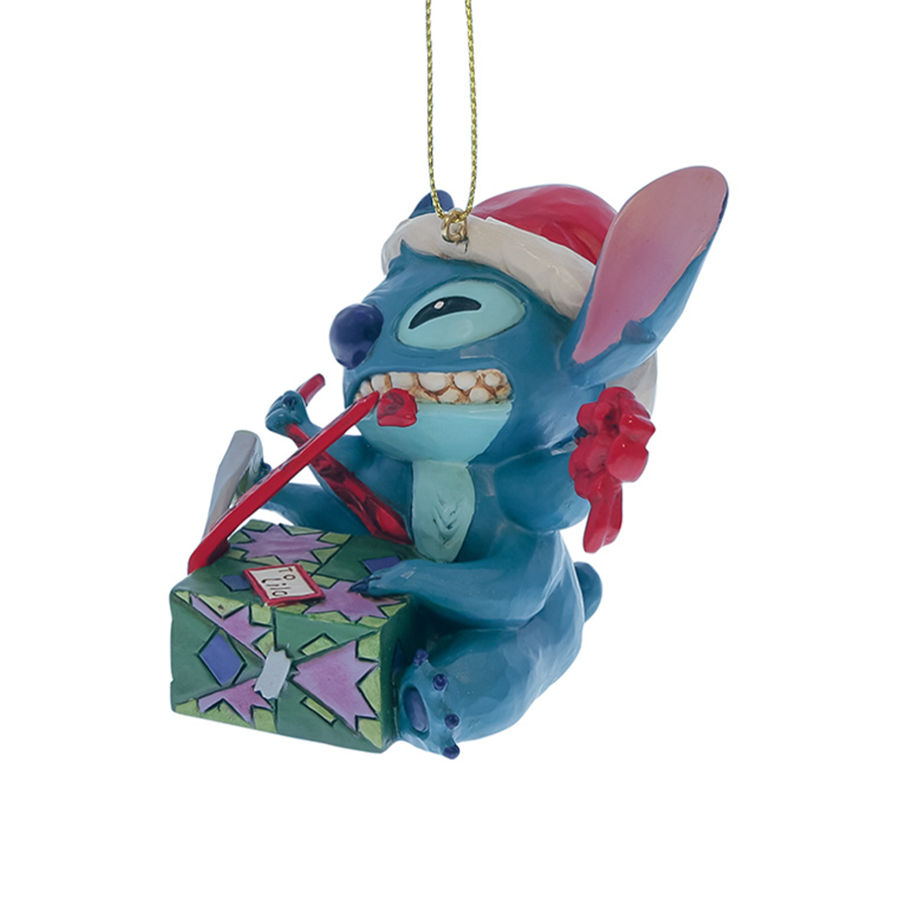 Disney kerstornament - Stitch met kerstcadeau