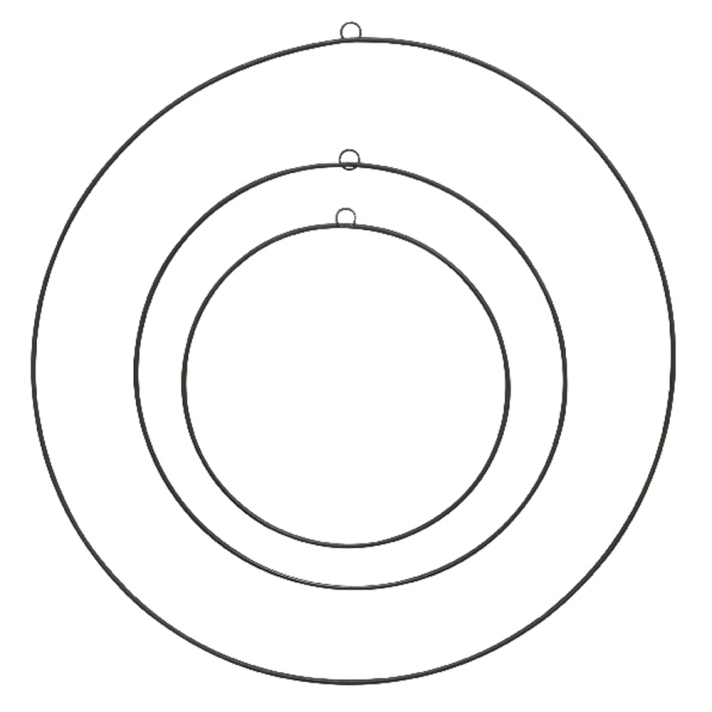 Kerstkrans - Metalen ringen - Zwart - Drie stuks