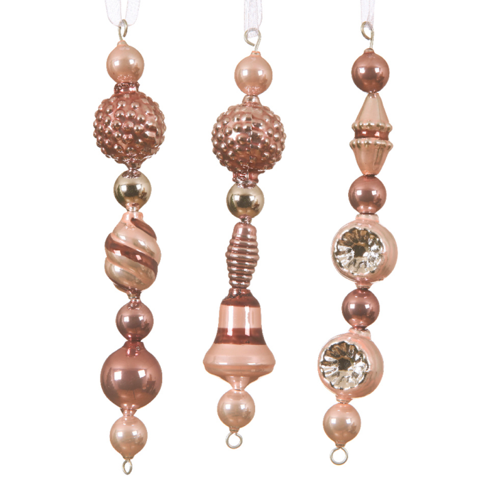 Decoris kersthangers - Met kralen - Set van 3