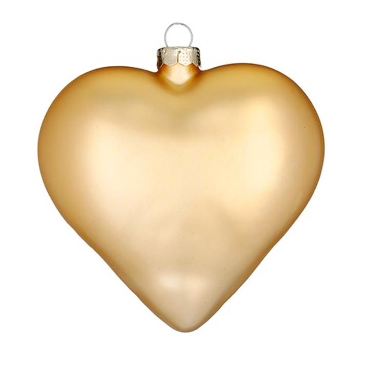 Glazen kerstornament - Hart - Goud - Mat - 8cm