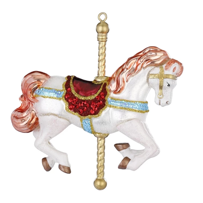 Glazen kerstornament - Carrousel paard - 12,5cm