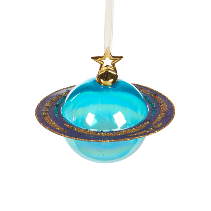 Goodwill glazen kerstornament - Planeet - Transparant met glitters