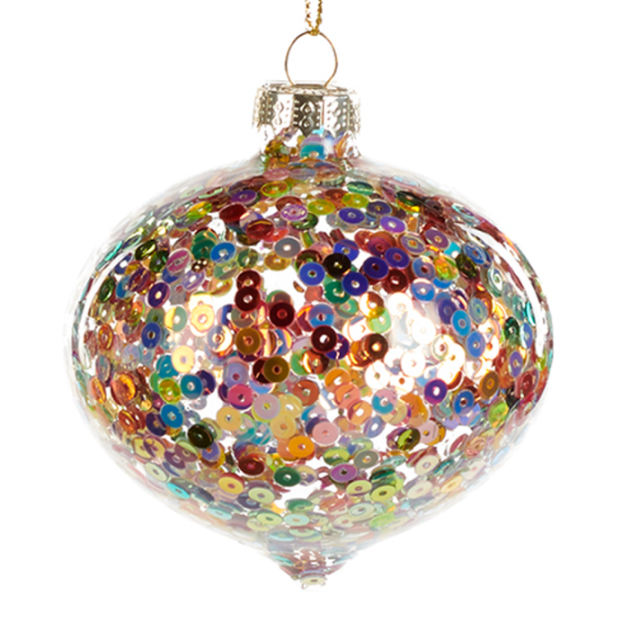 Goodwill glazen kerstbal - Gevuld met pailletten - Ui-vromig - Transparant