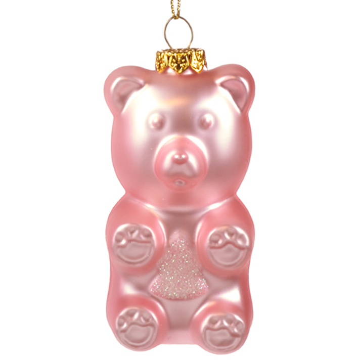 Goodwill glazen kerstornament - Gummy beer met glitters - Roze