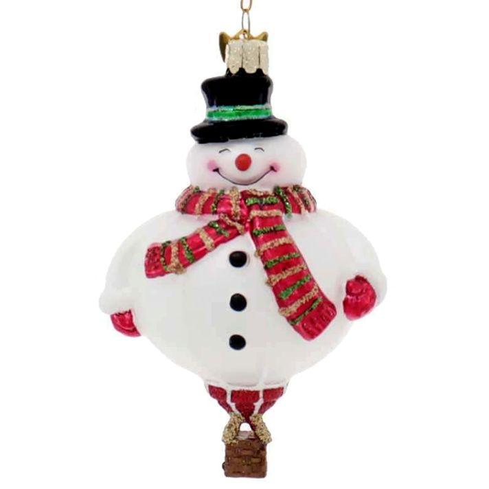 Kurt Adler kerstornament - Luchtballon sneeuwpop