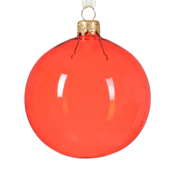 Glazen kerstbal - Helder - Rood