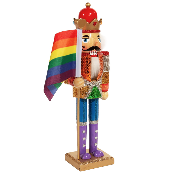 Kurt Adler houten notenkraker - Met regenboog vlag - Pride - 30cm