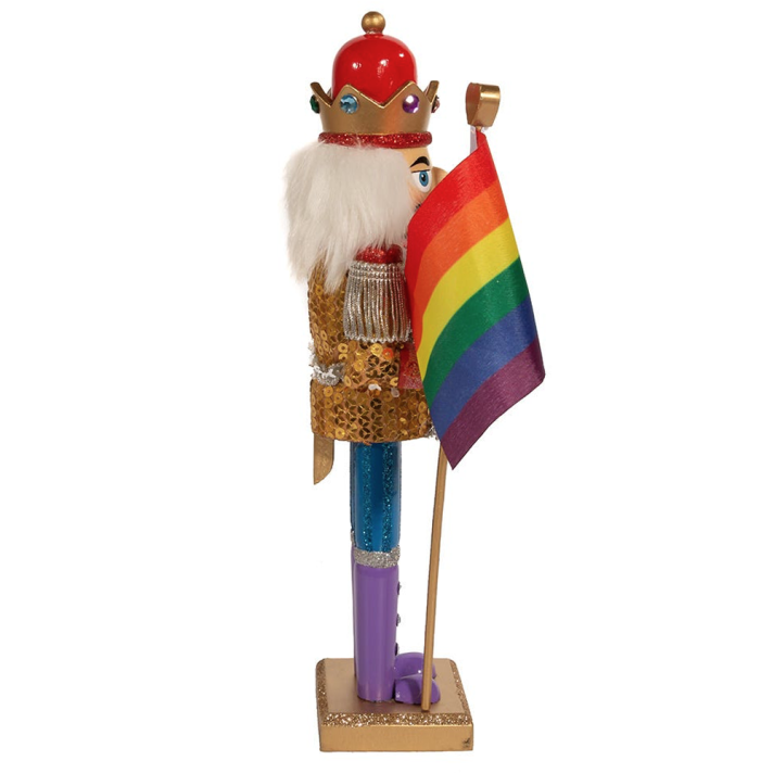 Kurt Adler houten notenkraker - Met regenboog vlag - Pride - 30cm