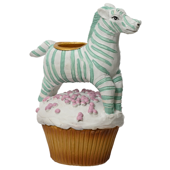 Kandelaar - Zebra op cupcake - Groen