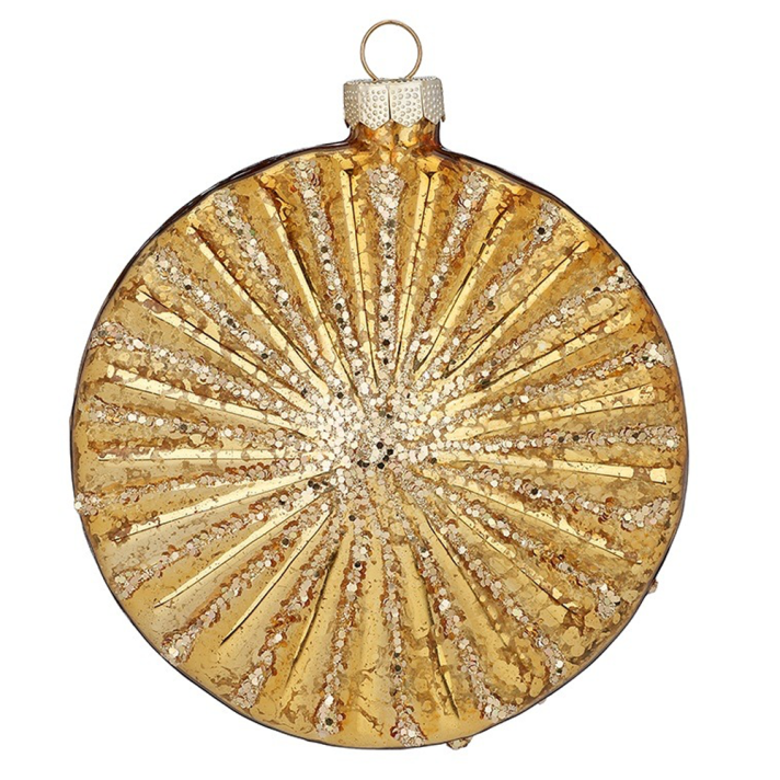 Glazen kerstornament - Gouden schijf